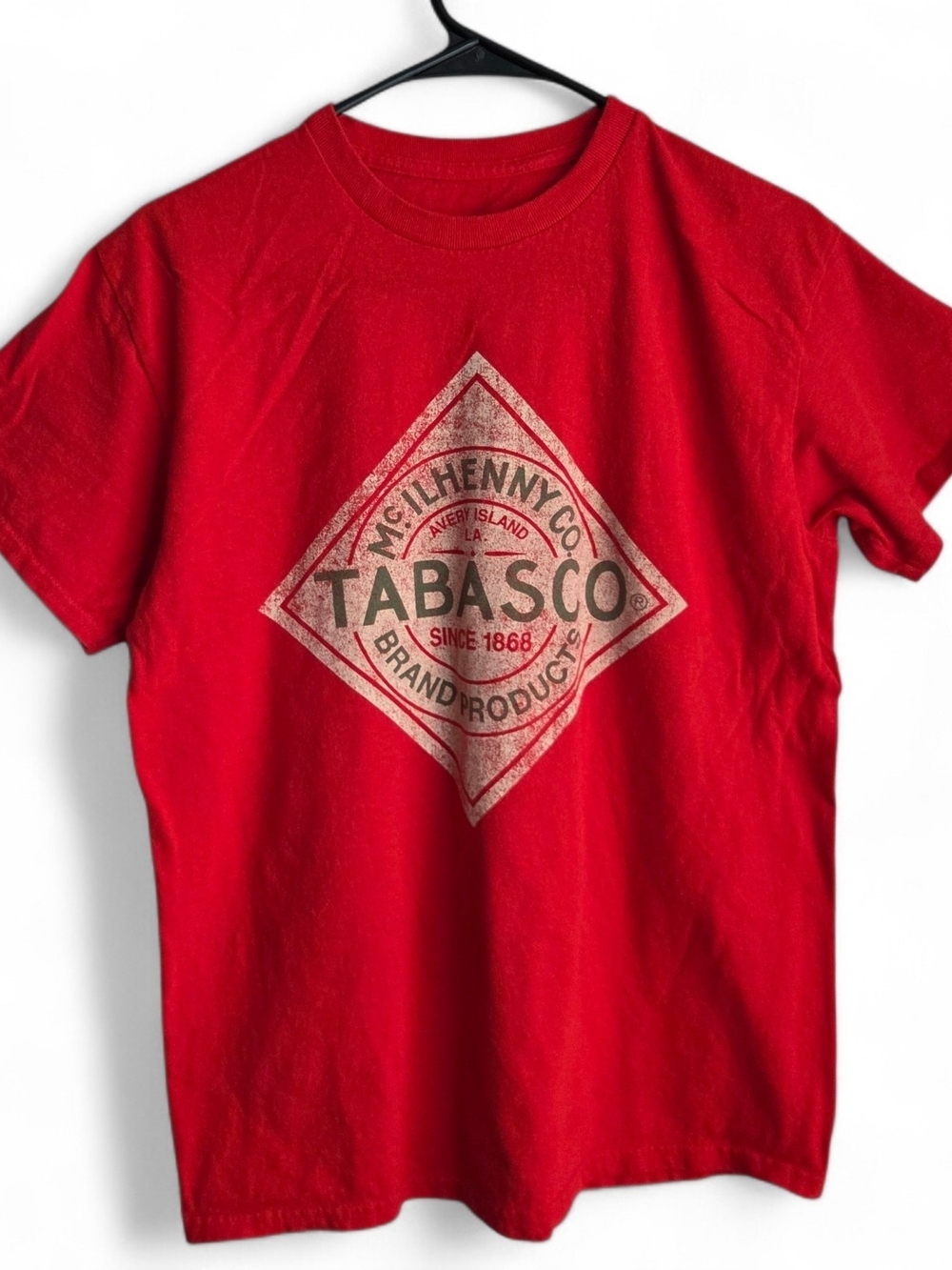 Tabasco Hot Sauce Spicy Graphic Tee Tshirt Red Short Sleeve Tee Diamond Logo
